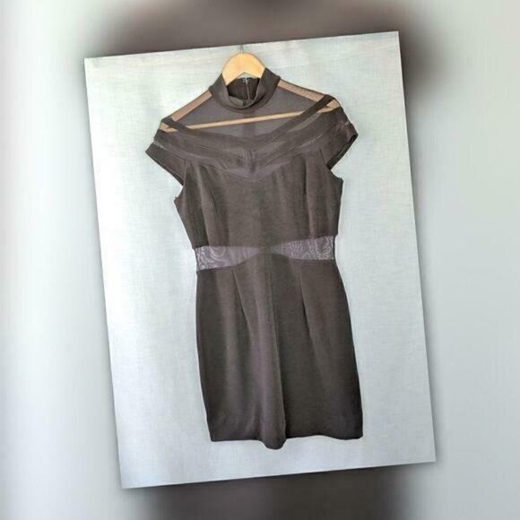 Betsy and Adam Black Mesh Cut-out Bodycon Dress Women's Medium - Picture 1 of 5